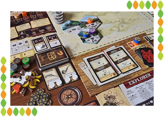 Robinson Crusoe Adventures on the Cursed Island board game components 