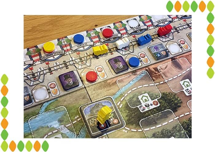 Great Western Trail board game cities track
